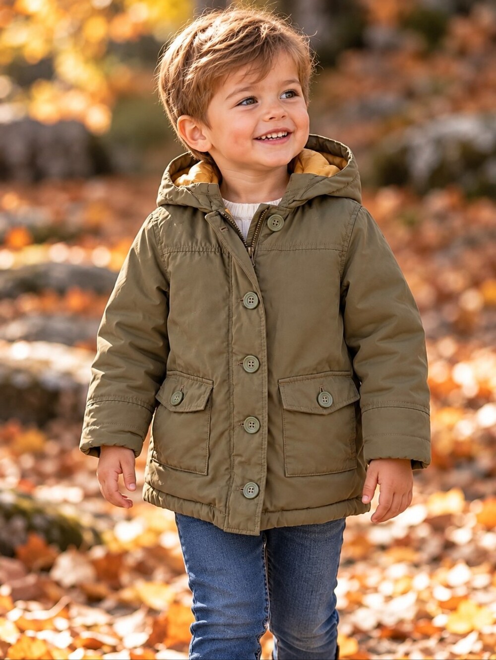Baby Gap Toddler Olive Green Hooded Puffer Jacket Coat 3T